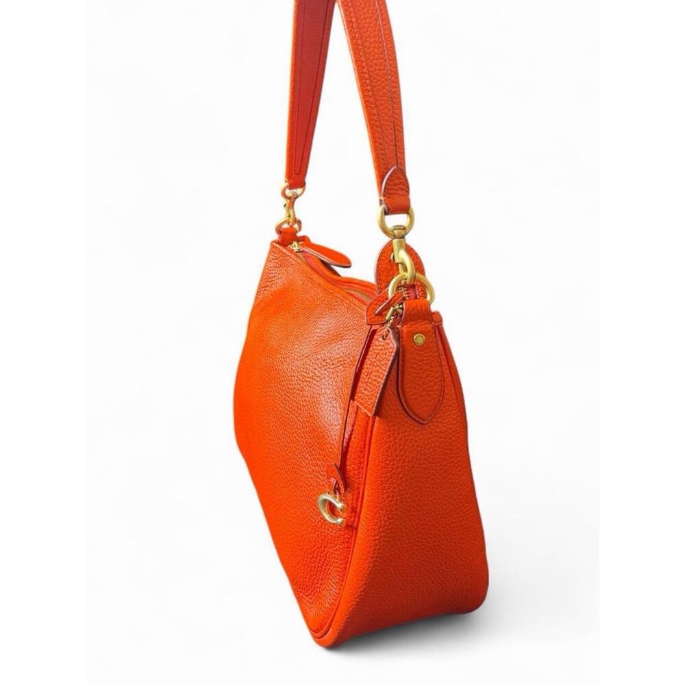 Authentic Coach Cary Soft Pebble Leather Shoulder Bag – Orange - Picture 3 of 9